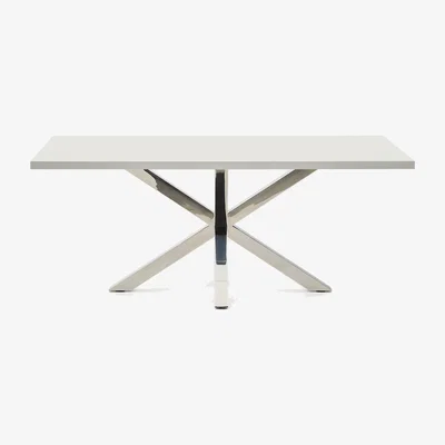 Kave Home Argo table in melamine with black finish and stainless steel legs, 200 x 100 cm