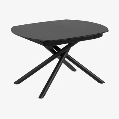 Kave Home Yodalia extendable glass table with steel legs with black finish 130 (190) x 100 cm