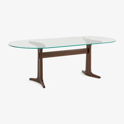 La Redoute Cetus Glass & Walnut Dining Table (Seats 6)