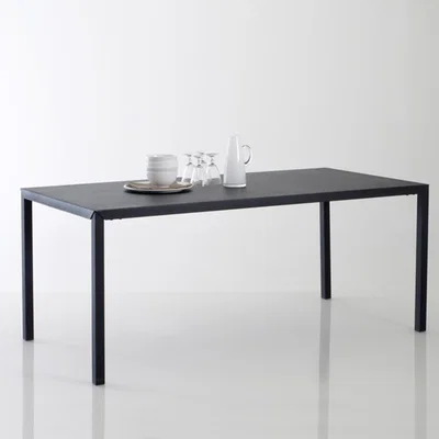 La Redoute HIBA Matte Black Metal Rectangular Dining Table (Seats 6)