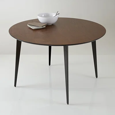 La Redoute WATFORD Vintage Style Walnut & Metal Round Dining Table (Seats 4)