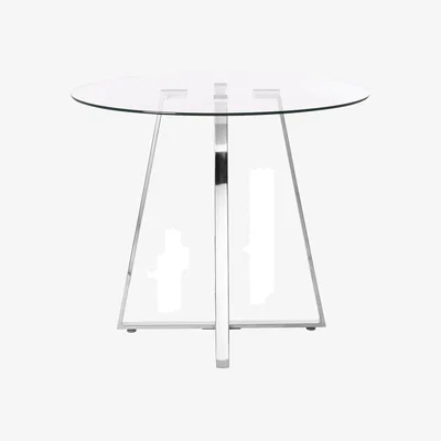 La Redoute Round Dining Table with Glass Top and Chrome Leg (Seats 4)