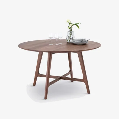 La Redoute Larsen Walnut and Veneer 4-6 Seater Round Dining Table