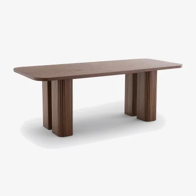 La Redoute Latti Rectangular 6-8 Seater Dining Table in Oak and Pine Veneer