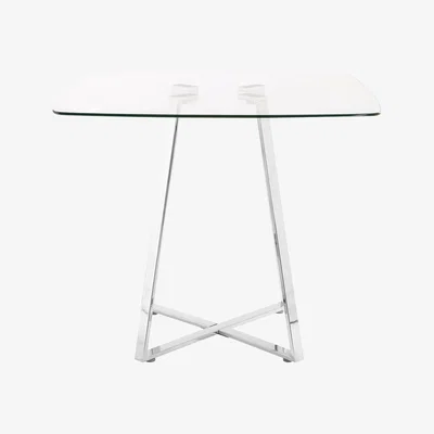 La Redoute Square Dining Table with Glass Top and Chrome Leg (Seats 4)