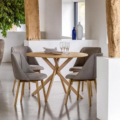 La Redoute Kieron Round Oak Dining Table (Seats 4)