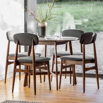 La Redoute Dhuburi Round Marble & Walnut Dining Table (Seats 4)