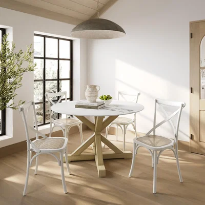La Redoute Fabiana Marble & Pine Dining Table (Seats 4)