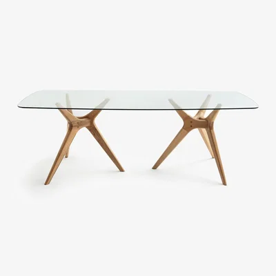 La Redoute Maricielo Glass & Oak Rectangular Dining Table