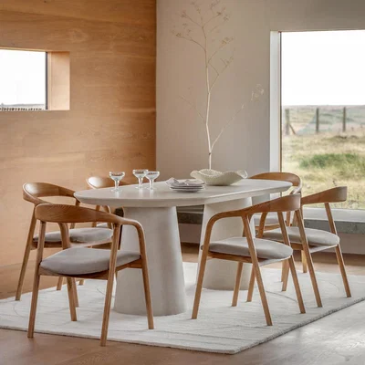 La Redoute Pellan Oval Concrete Dining Table (Seats 6)