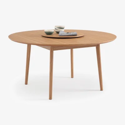 La Redoute Biface Round Oak Veneered Turntable Dining Table