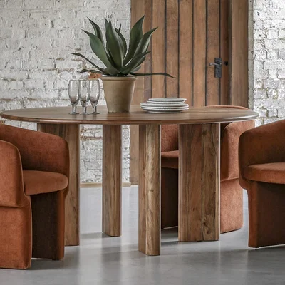 La Redoute Bettiah Round Acacia Wood Dining Table with Splayed Legs (Seats 4)