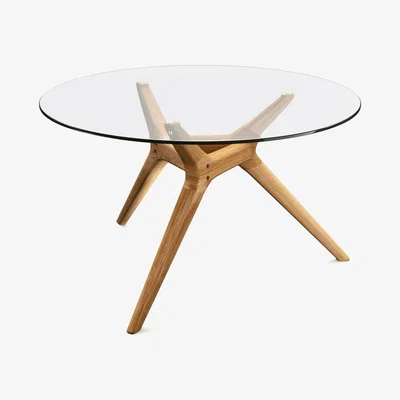 La Redoute Maricielo Round Glass & Oak Table
