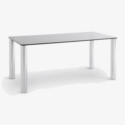 La Redoute Ramcel 6-8 Seater Dining Table in Chrome-Plated Steel and Tempered Glass