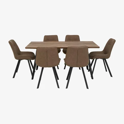 La Redoute Rectangular Dining Table with 6 Faux Leather Chairs (Seats 6)
