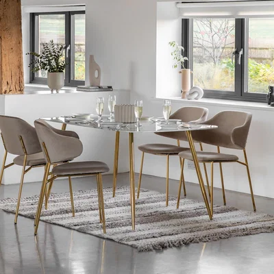La Redoute Afton Marble Effect Glass Dining Table  (Seats 4-6)