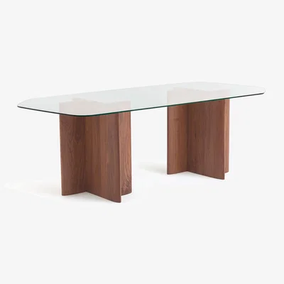 La Redoute Nella Walnut & Glass Dining Table (Seats 6-8)