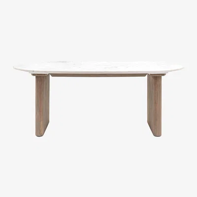 La Redoute Manor Large Carrera Marble and Mango Wood Dining Table (Seats 6)