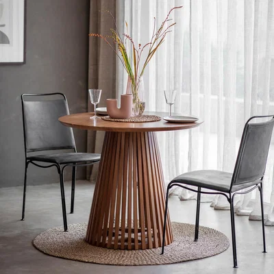 La Redoute Chapra Acacia Wood Slatted Round Dining Table (Seats 4)