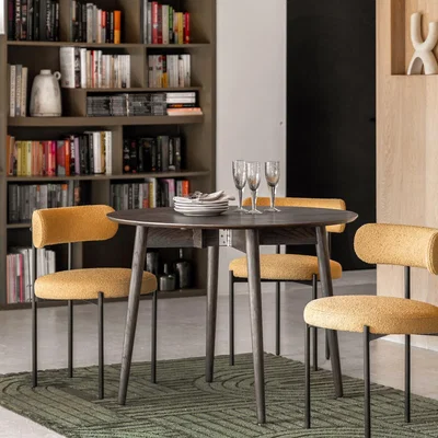 La Redoute Hale Smoked Oak Round Folding Dining Table (Seats 4)