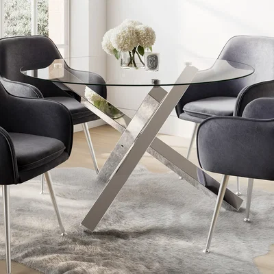 La Redoute Calissa Round Glass & Chrome Dining Table (Seats 4)