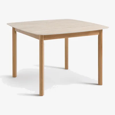 La Redoute Saraune 4-Seater Dining Table in Travertine-Look Ceramic and Oak