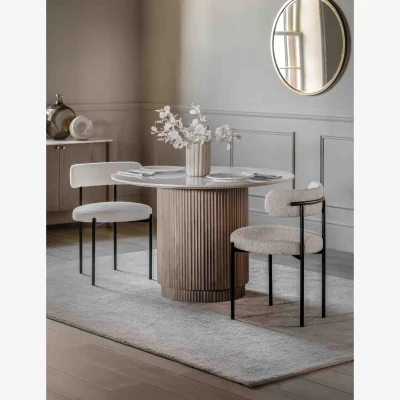 Marks & Spencer Gallery Direct Marmo Marble Mango Wood Round Dining Table Natural Mix