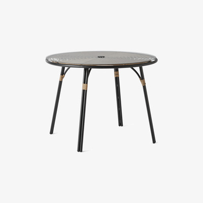 Made.com Swara Garden 4 seater Round Dining Table, Polyrattan and Glass