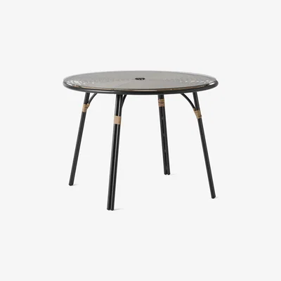 Made.com Swara Garden 4 seater Round Dining Table, Polyrattan and Glass