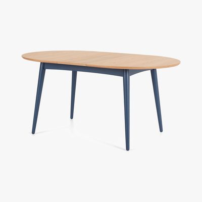 Made.com Deauville 4-6 Seat Oval Extending Dining Table, Oak and Slate Blue
