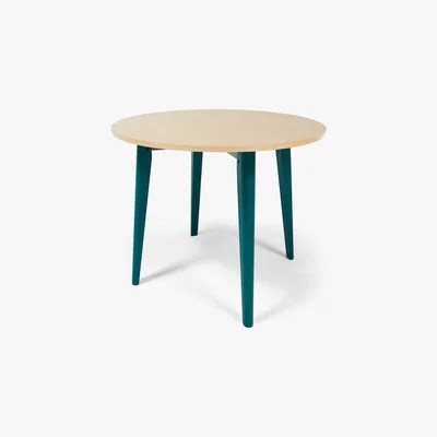 Made.com MADE Essentials Hurst 4 Seat Round Dining Table, Oak and Teal