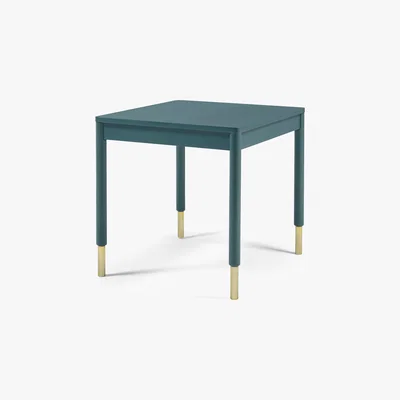 Made.com Alina 4 Seat Square Compact Dining Table, Teal and Brass