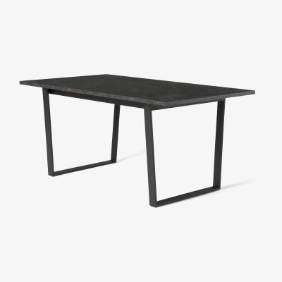 Made.com Amble 6 Seat Rectangular Dining Table, Black Marble Effect & Black