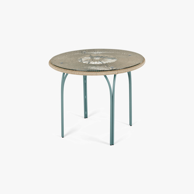 Made.com Lyra Garden 4 seater Round Dining Table, Grey and Blue