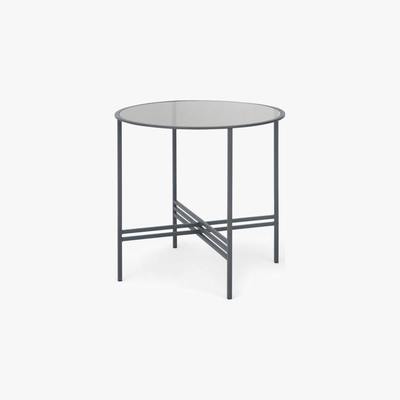 Made.com MADE Essentials Poppy Round Dining Table, Metal and Smoked Glass