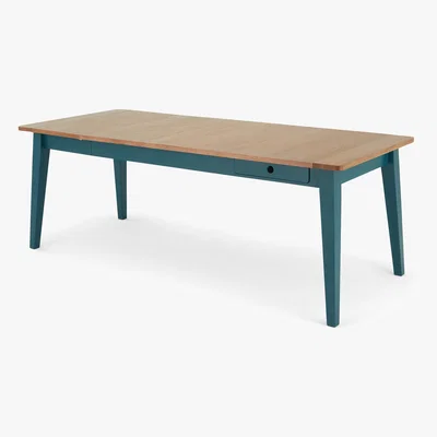 Made.com Ralph 6-8 Seat Extending Dining Table, Oak and Teal