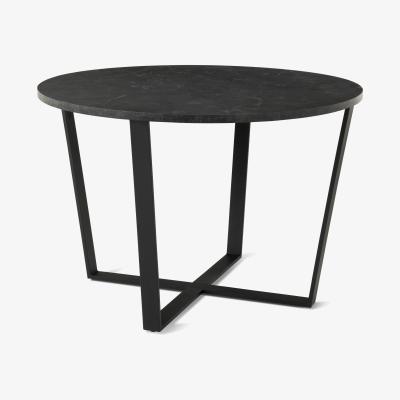 Made.com Amble 4 Seat Round Dining Table, Black Marble Effect & Black