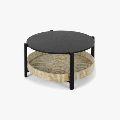 Made.com Pipel Coffee Table, Black Stain and Rattan