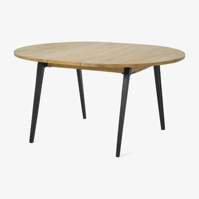Made.com Lucien 4-6 Seat Round Extending Dining Table, Light Mango Wood