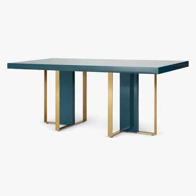Made.com Arpen 6 Seat Dining Table, Teal and Brass