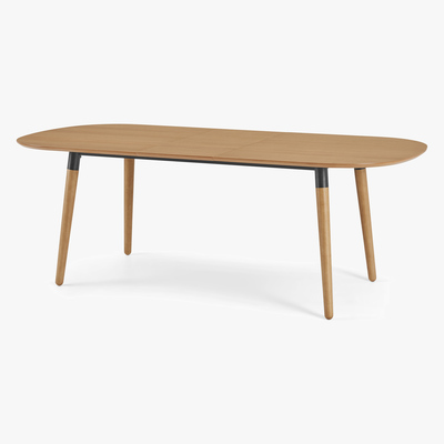Made.com Edelweiss 6-8 Seat Oval Extending Dining Table, Oak and Black