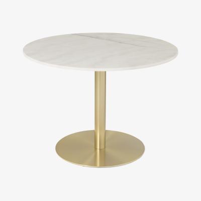 Made.com Corby 4 Seat Round Dining Table, White Marble & Brushed Brass