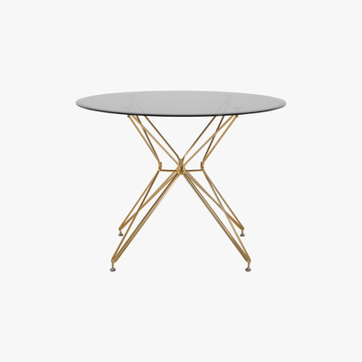 Made.com Belden 4 Seat Round Dining Table, Smoked Glass and Brushed Brass