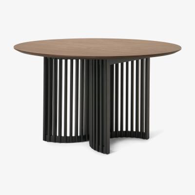 Made.com Zaragoza 4 Seat Round Dining Table, Walnut & Charcoal Black