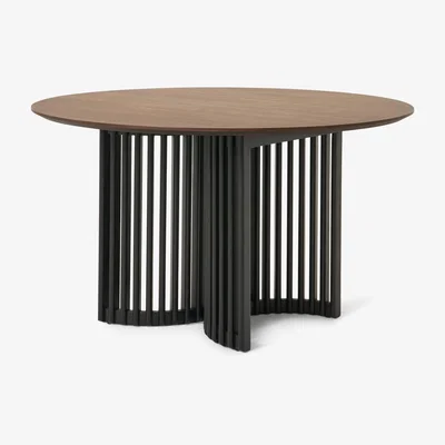 Made.com Zaragoza 4 Seat Round Dining Table, Walnut & Charcoal Black