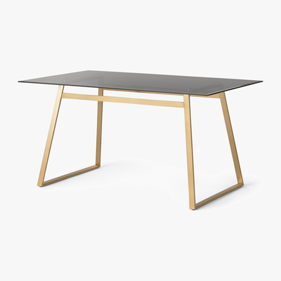 Made.com Haku 6 Seat Dining Table, Brass and Smoked glass