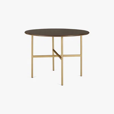 Made.com Bortolin 4 Seat Round Dining Table, Mango Wood and Brass