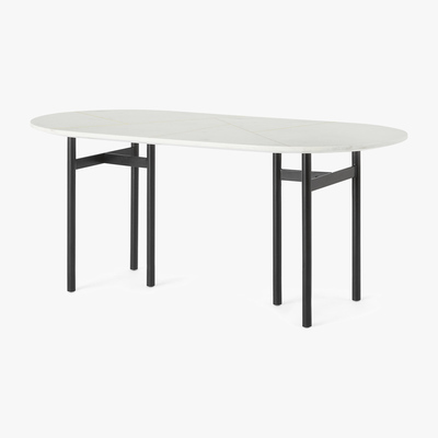 Made.com Tanaro 6 Seat Oval Dining Table, Marble and Brass