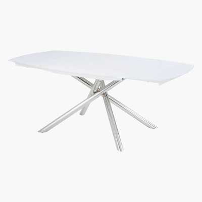 Maisons du Monde 8-10-Seater White Glass and Steel Extendable Dining Table W130-190 Astra
