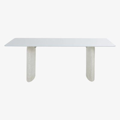 Maisons du Monde 8/10-person white tempered glass and terrazzo print dining table L230cm